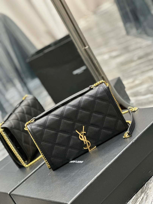 YSL 585031 サンローラン ベッキー チェーンショルダーバッグ レザー ブラック