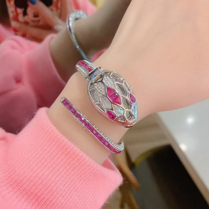 ブルガリ スネークブレスレット ダイヤモンド クラムシェルウォッチ