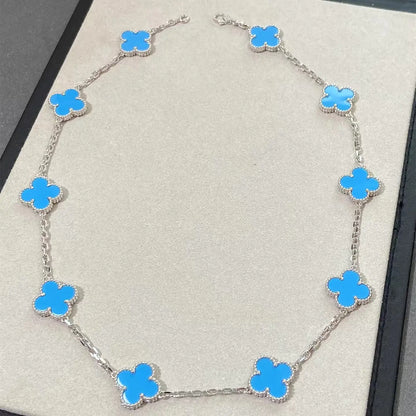 ヴァン クリーフ＆アーペルの四つ葉のクローバー ターコイズ ネックレス