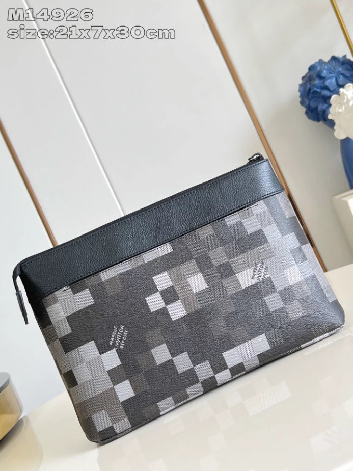 ソフトトラベルポーチ ブラック ダモフラージュ キャンバス ダモフラージュ ブラックコーティングキャンバス – LW382