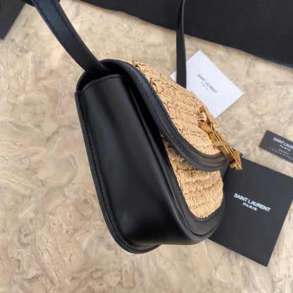 カイア ラフィア＆レザー スモールサッチェル