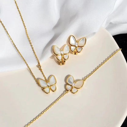 ヴァン クリーフ＆アーペル ホワイト フリティラリー バタフライ ブレスレット イヤリング