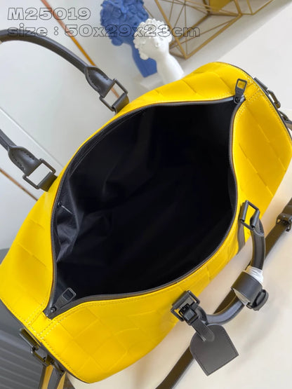 ルイ・ヴィトン キーポル・バンドリエール 50 イエロー ダミエ・スキューバ カーフスキンレザー – LW194