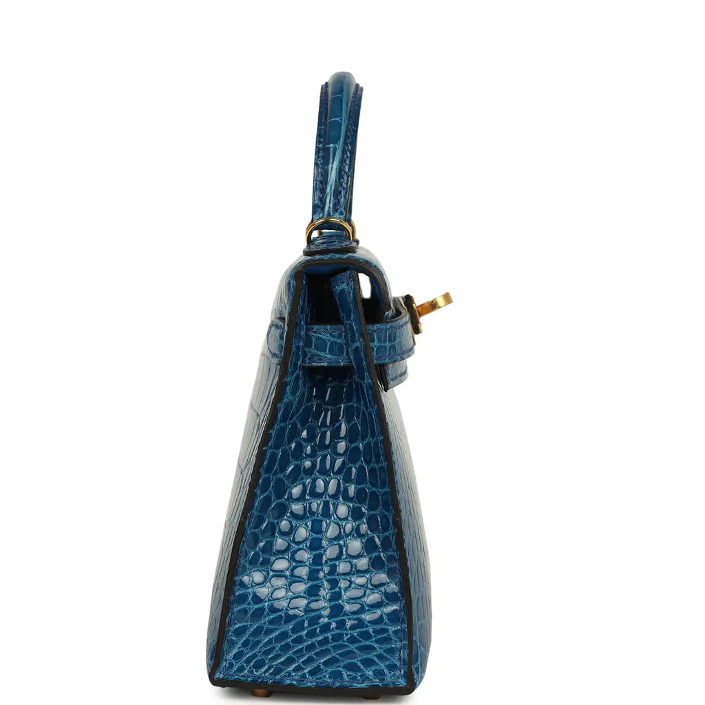 エルメス ケリー・セリエ 20 ブルー ミコノス シャイニー アリゲーター ゴールド金具