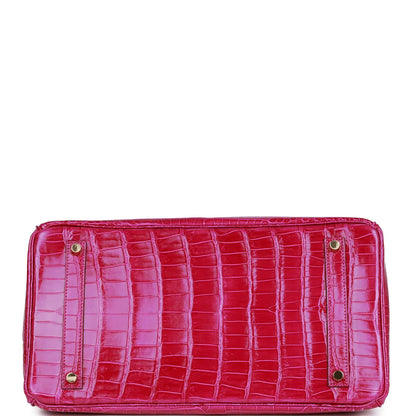 エルメス シャイニー ポロサス クロコダイル バーキン 35 ローズ メキシコ