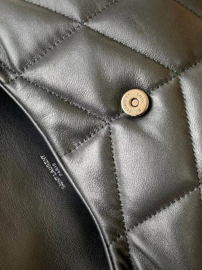 イヴ・サンローラン ルル パファー スモール キルティングレザー クラッチ（ブラック）