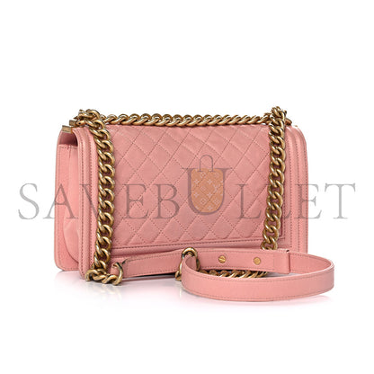 シャネル キャビア ミディアム キルティング ボーイ フラップ ピンク A01112 (25*15*8cm)