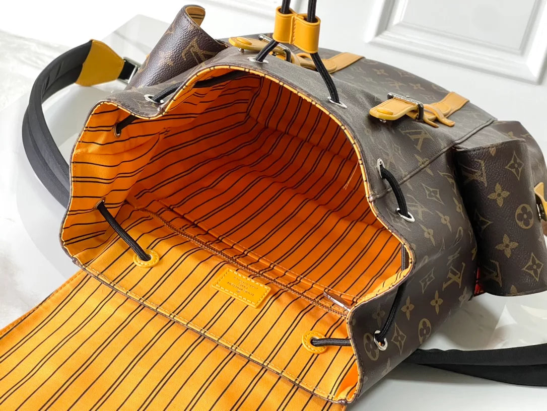 クリストファー MM バックパック（サフランイエロー モノグラム マカッサル コーテッドキャンバス） – LW156