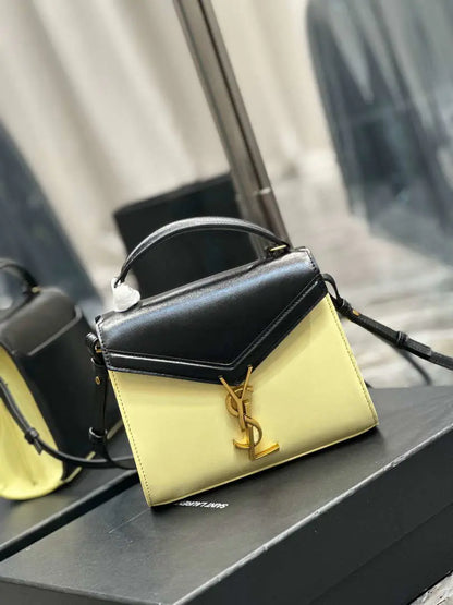 YSL 623930 カサンドラ ミニトップハンドル 箱入り サンローラン ブラック イエロー