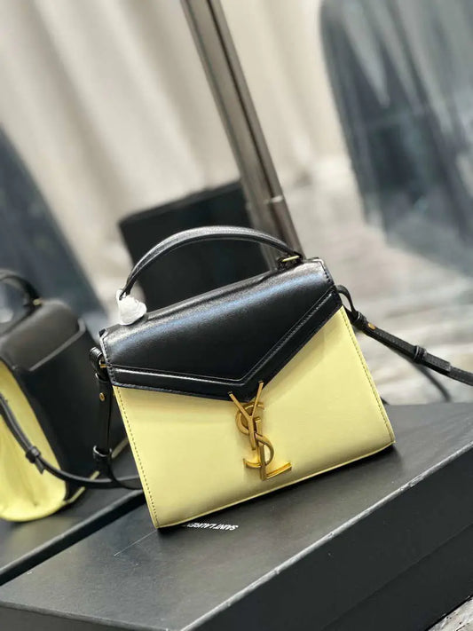 YSL 623930 カサンドラ ミニトップハンドル 箱入り サンローラン ブラック イエロー