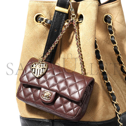 シャネル クラシック ミニバッグ フック付き ラムスキン＆ゴールドトーンメタル ダークブラウン AP4760 (12.5×8×5cm)
