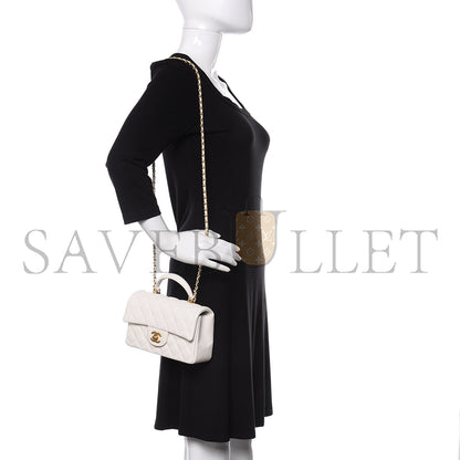 シャネル マスター キャビア キルティング ミニ トップハンドル レクタンギュラー フラップ ホワイト (20*13*9cm)