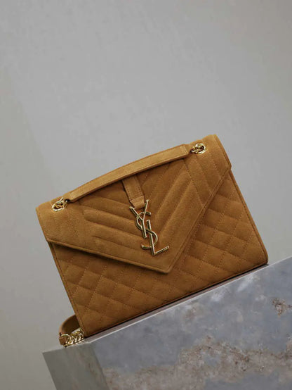YSL 600185 エンベロープ ミディアム キャラメルスエードレザー