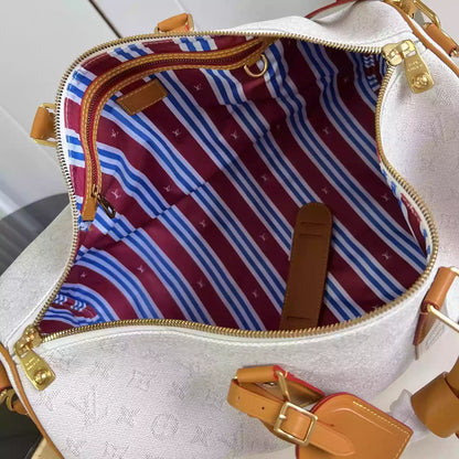 キーポル バンドリエール 45 バッグ オフホワイト モノグラム ヘリテージ キャンバス M14838 – LW353