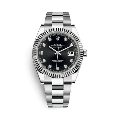 デイトジャスト 41 ウォッチ : ホワイトロレゾール - オイスタースチール＆18 CT ホワイトゴールド - M126334-0011