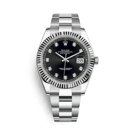 デイトジャスト 41 ウォッチ : ホワイトロレゾール - オイスタースチール＆18 CT ホワイトゴールド - M126334-0011