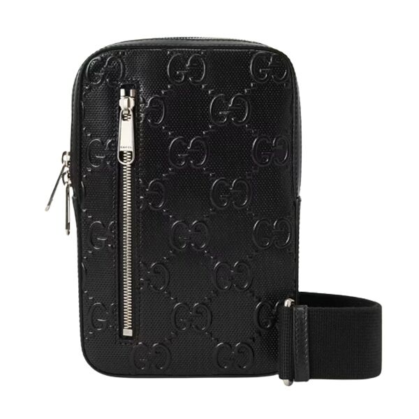 グッチ GGエンボス加工 スリングバックパック ブラックレザー – BG018