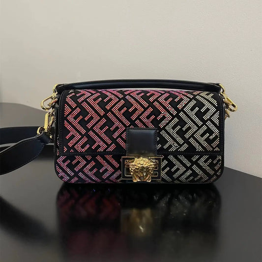 フェンディ x ヴェルサーチ レザー バゲットバッグ