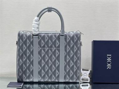 ディオール リンゴ ブリーフケース ブラック CD ダイヤモンド キャンバス＆スムースカーフスキン – DIO033