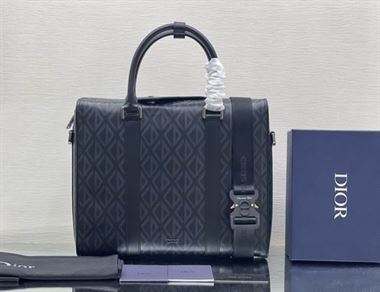 ディオール リンゴ ブリーフケース グレー CD ダイヤモンド キャンバス＆スムースカーフスキン – DIO032