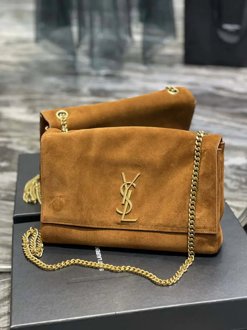 YSL 553804 サンローラン リバーシブル ミディアム ケイト スエードブラウン