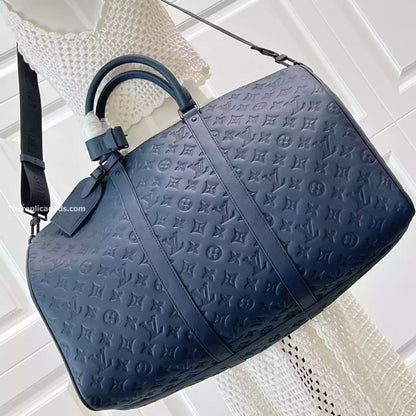 キーポル バンドリエール 50 バッグ ネイビーブルー モノグラムシャドウ – LW313
