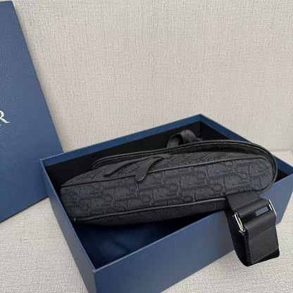 サドルバッグ ベージュ＆ブラックDior オブリーク ジャカード |DlOR