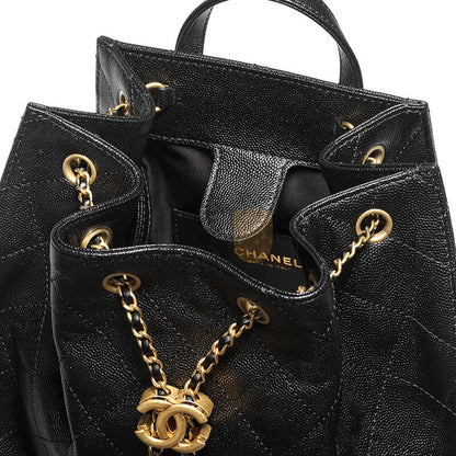 シャネル 25 ミディアム バックパック グレインカーフスキン & ゴールドトーンメタル ブラック AS5600 (23*23*14cm)