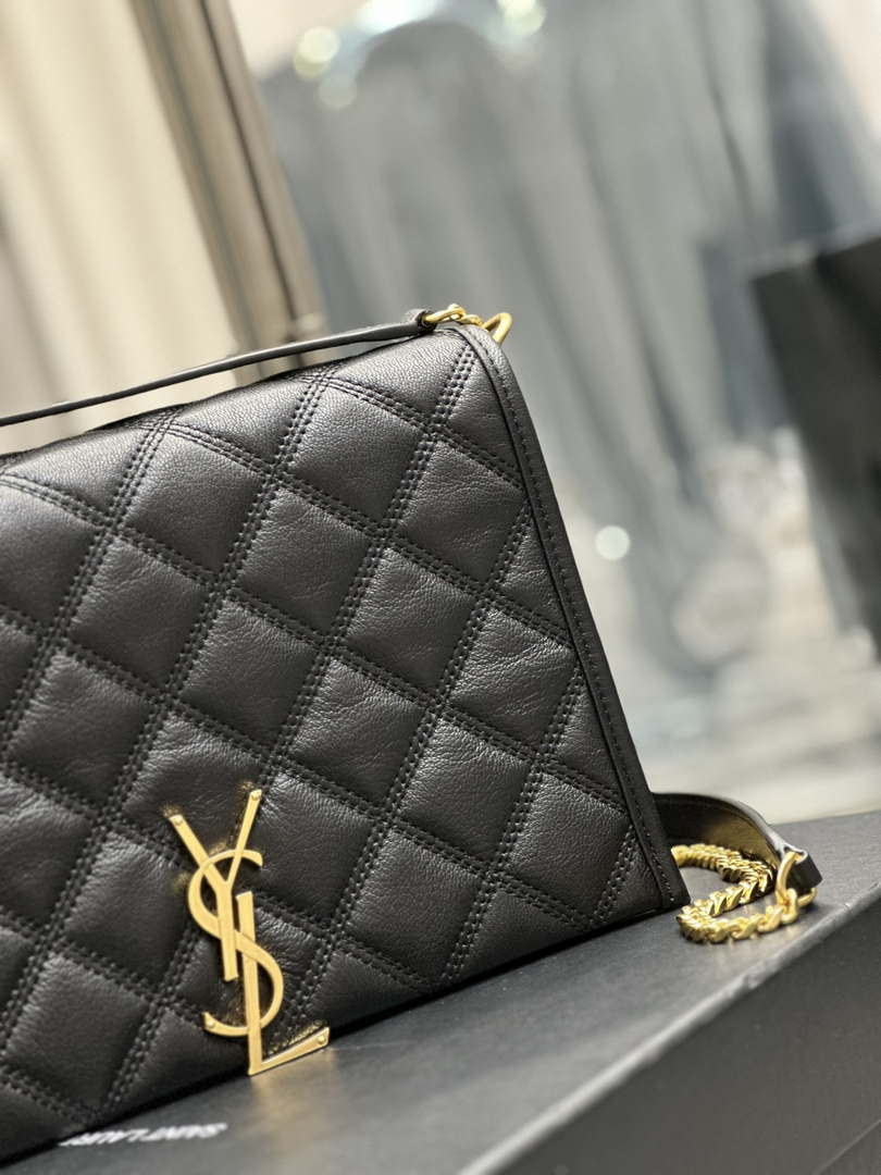 YSL 629246 サンローラン ベッキー チェーンショルダーバッグ 25cm レザー ブラック