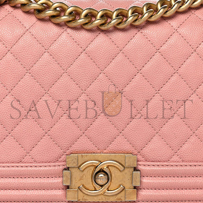 シャネル キャビア ミディアム キルティング ボーイ フラップ ピンク A01112 (25*15*8cm)