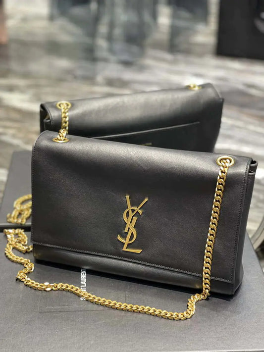 YSL 553804 サンローラン リバーシブル ミディアム ケイト スエード ブラック
