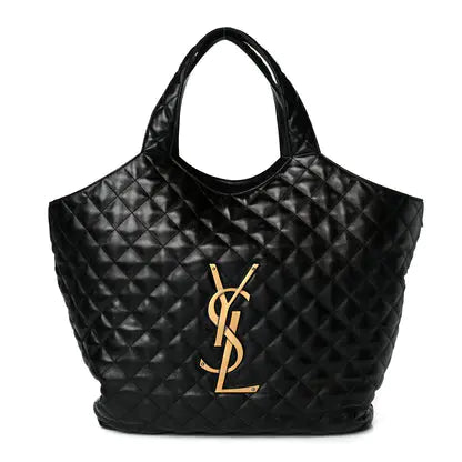 サンローラン ラムスキン キルティング マキシ イケア ショッピングトート ブラック