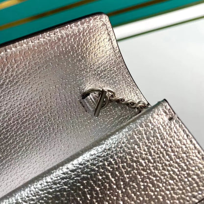 シルバーラメレザーのディオニュソス スーパーミニバッグ