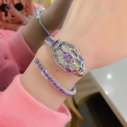 ブルガリ スネークブレスレット ダイヤモンド クラムシェルウォッチ