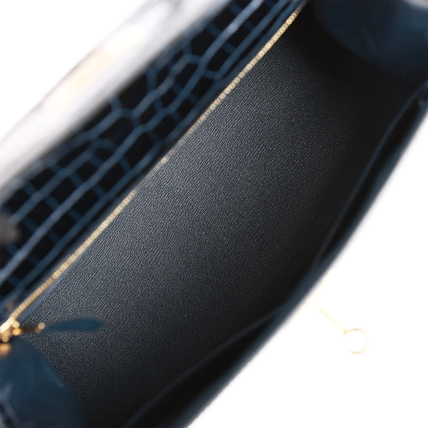 エルメス ケリーセリエ 28 ブルー バルティック シャイニーポロサス クロコダイル ゴールド金具