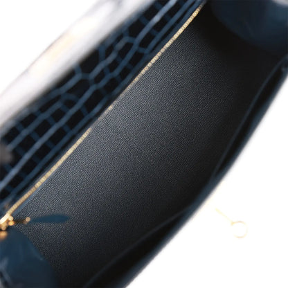 エルメス ケリーセリエ 28 ブルー バルティック シャイニーポロサス クロコダイル ゴールド金具