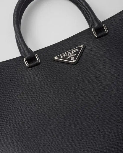 ★PRADA直営店★ブラック サフィアーノレザー トートバッグ