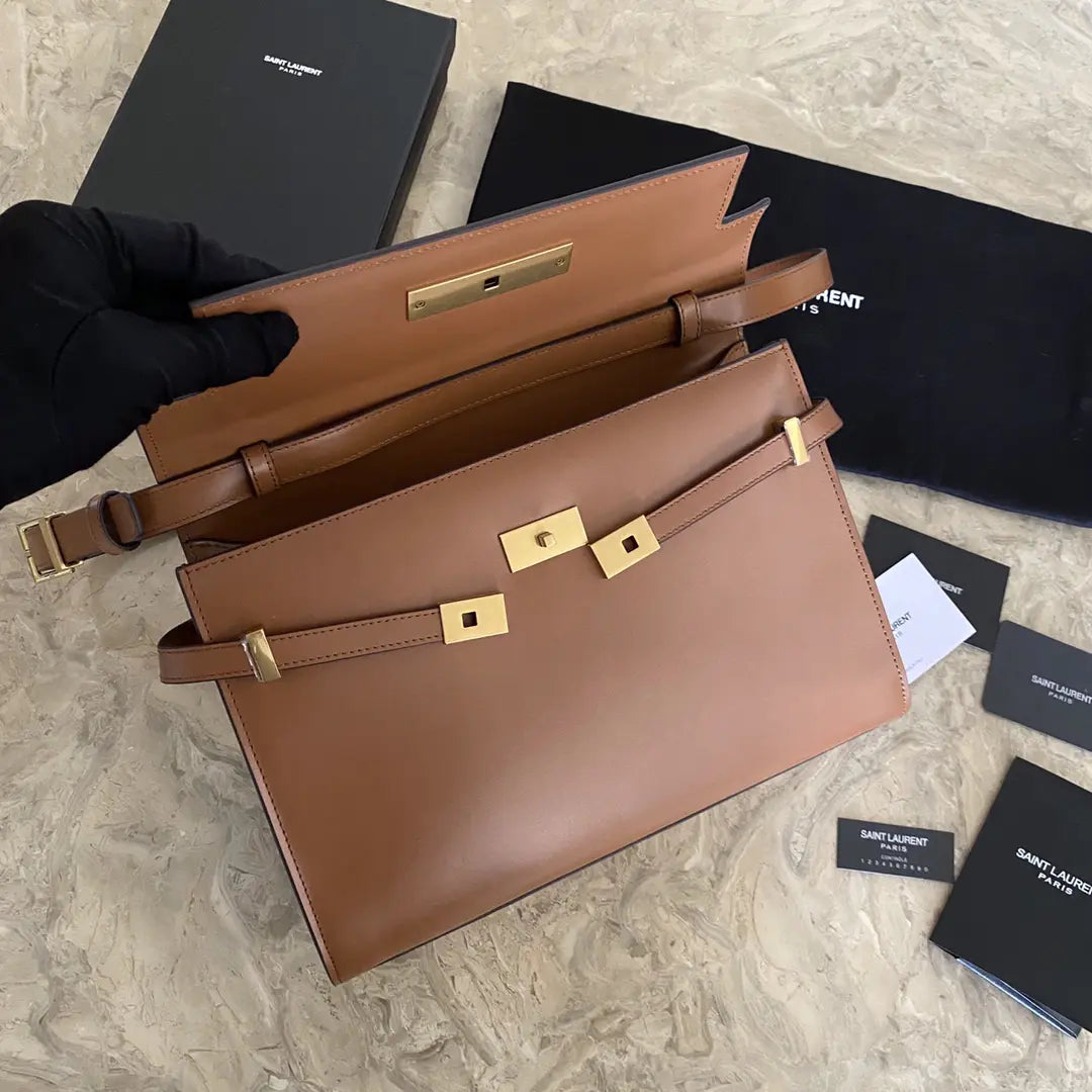 マンハッタン ミディアム ショッピングバッグ（箱入り）サンローラン レザー