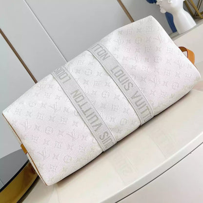 キーポル バンドリエール 45 バッグ オフホワイト モノグラム ヘリテージ キャンバス M14838 – LW353