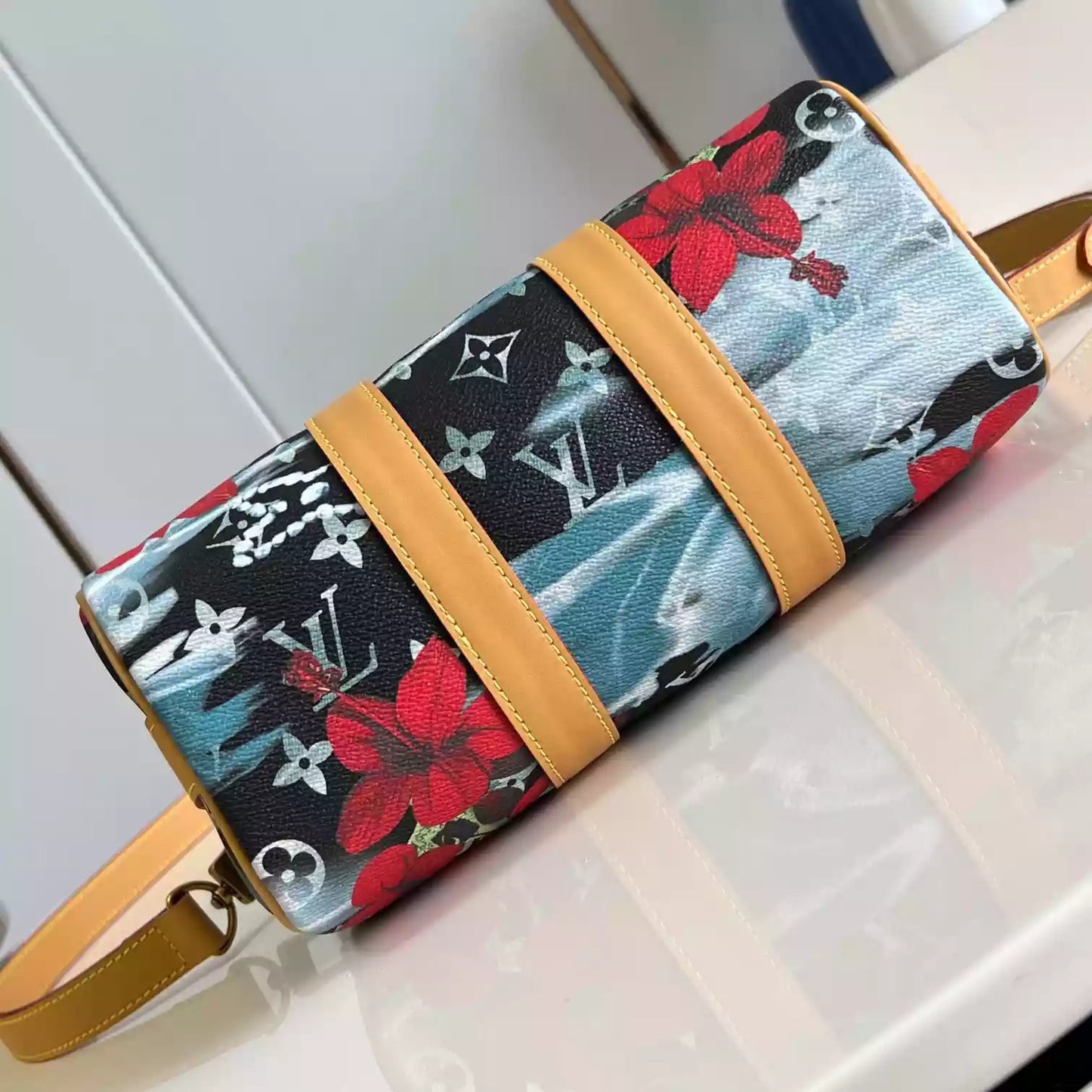 キーポル バンドリエール 25 ネイビーブルー モノグラム サーフィン キャンバス M25440 – LW433