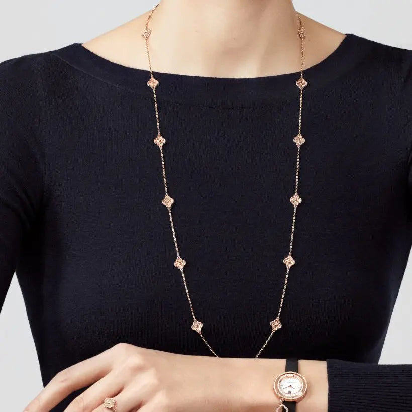 ヴァン クリーフ＆アーペル スウィート アルハンブラ ロングネックレス（16パターン）18Kローズゴールド 新入荷