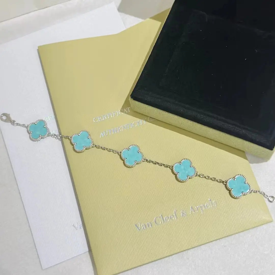 ヴァン クリーフ＆アーペル 四つ葉のクローバー ミントブルーカルセドニー ブレスレット