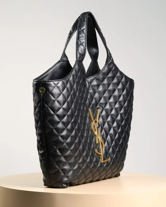 サンローラン ラムスキン キルティング マキシ イケア ショッピングトート ブラック
