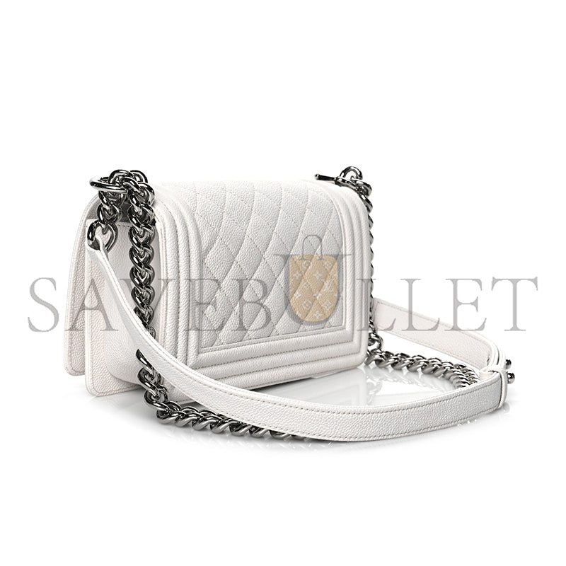 シャネル キャビアキルティング スモールボーイ フラップ ホワイト A67085 B10211 10601 (20*12*8cm)