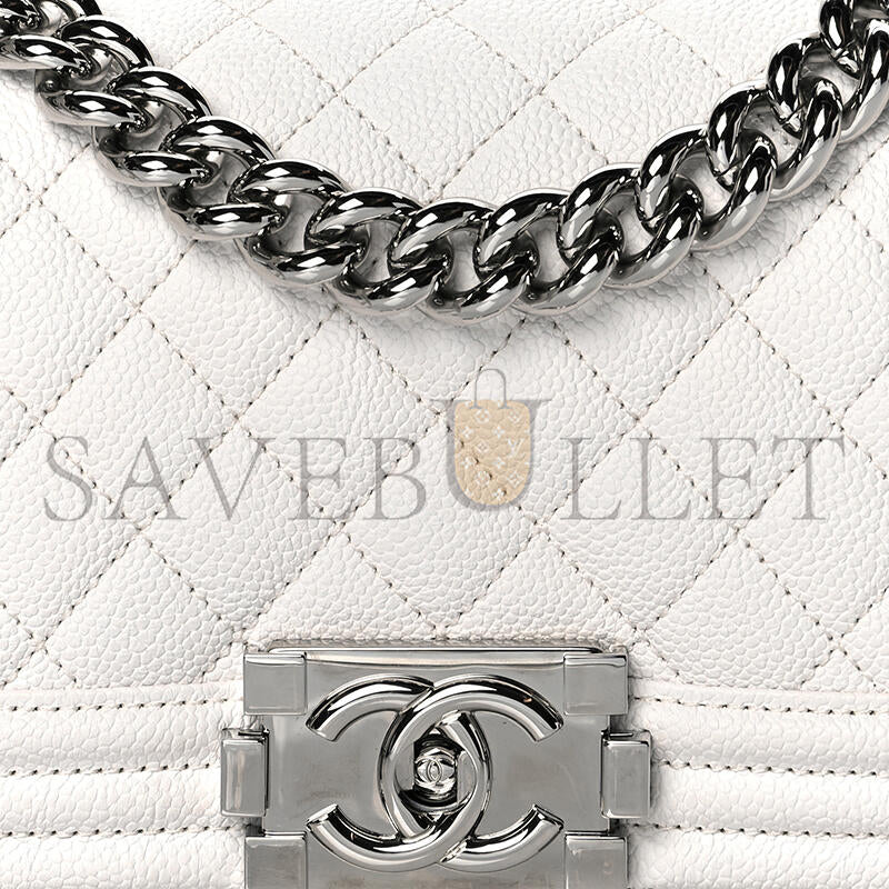 シャネル キャビアキルティング スモールボーイ フラップ ホワイト A67085 B10211 10601 (20*12*8cm)