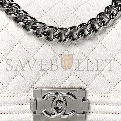 シャネル キャビアキルティング スモールボーイ フラップ ホワイト A67085 B10211 10601 (20*12*8cm)