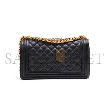 シャネル キャビア ミディアム キルティング ボーイ ブラック A67086 B08358 94305 (25*15*8cm)