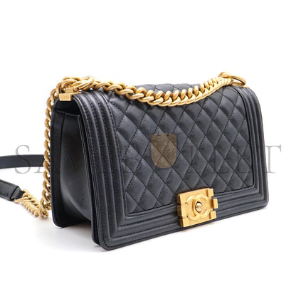 シャネル キャビア ミディアム キルティング ボーイ ブラック A67086 B08358 94305 (25*15*8cm)