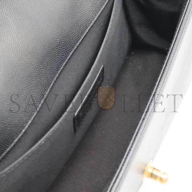 シャネル キャビア ミディアム キルティング ボーイ ブラック A67086 B08358 94305 (25*15*8cm)