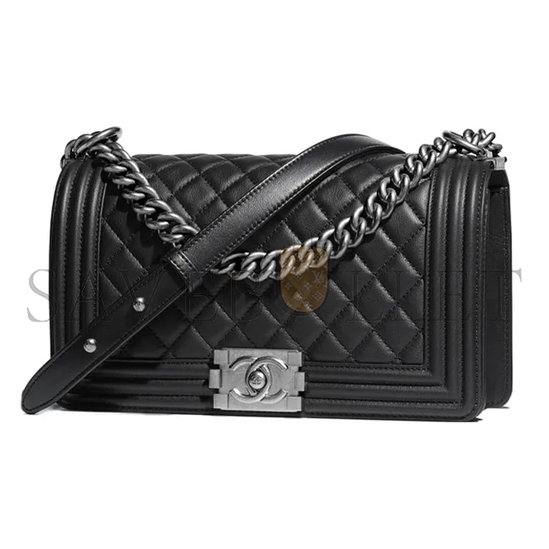 シャネル キャビア ミディアム カーフスキン キルティング ボーイ フラップ ブラック A67086 (25*15*9cm)